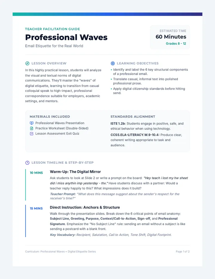 Professional Waves Lesson Plan