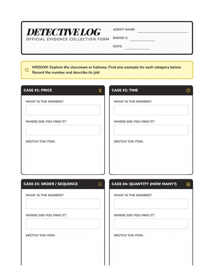 Detective Log Worksheet