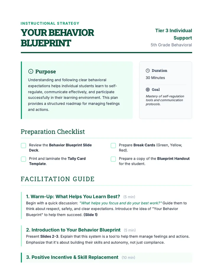 Behavior Blueprint Lesson Guide