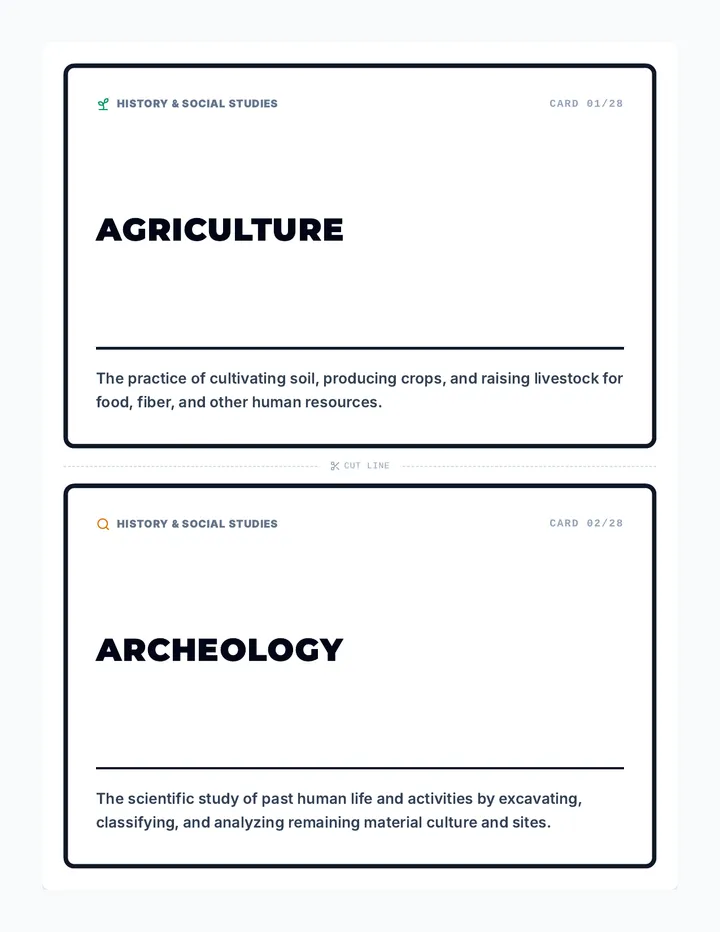 History Word Wall Cards