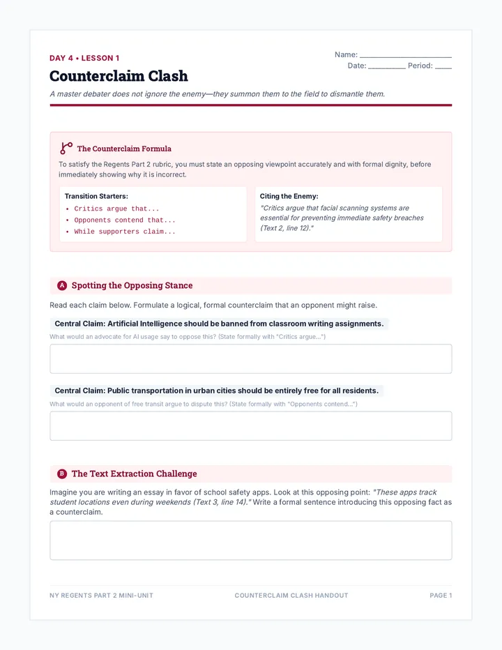 Counterclaim Clash Handout