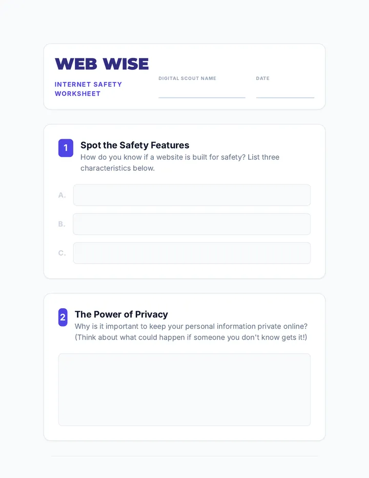 Web Wise Worksheet