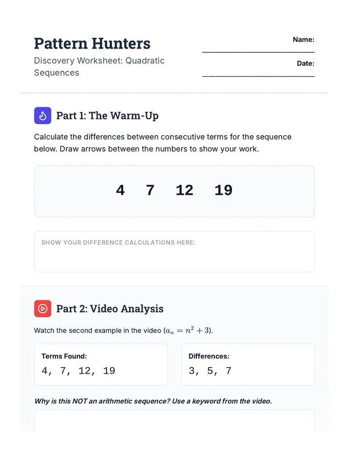 Pattern Hunters Worksheet