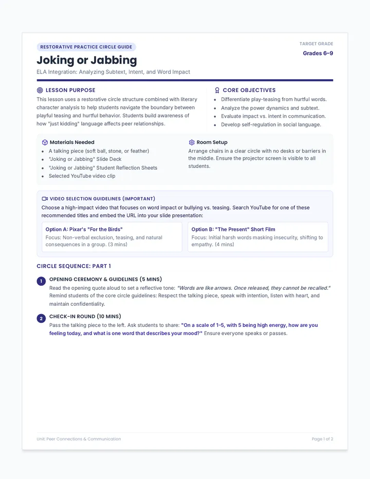 Joking or Jabbing Circle Guide