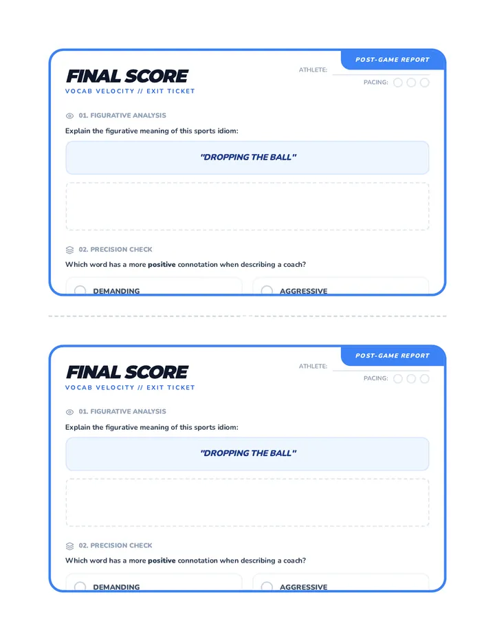 Final Score Exit Ticket