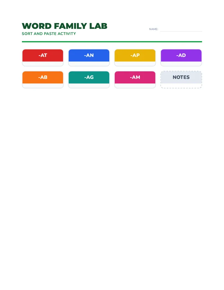 Short a Sorting Activity