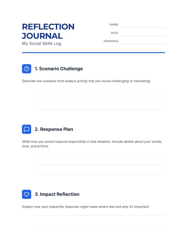 Reflection Journal Pages