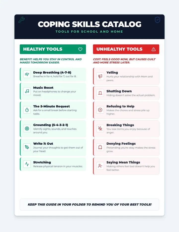 Coping Tools Catalog Printable One Page