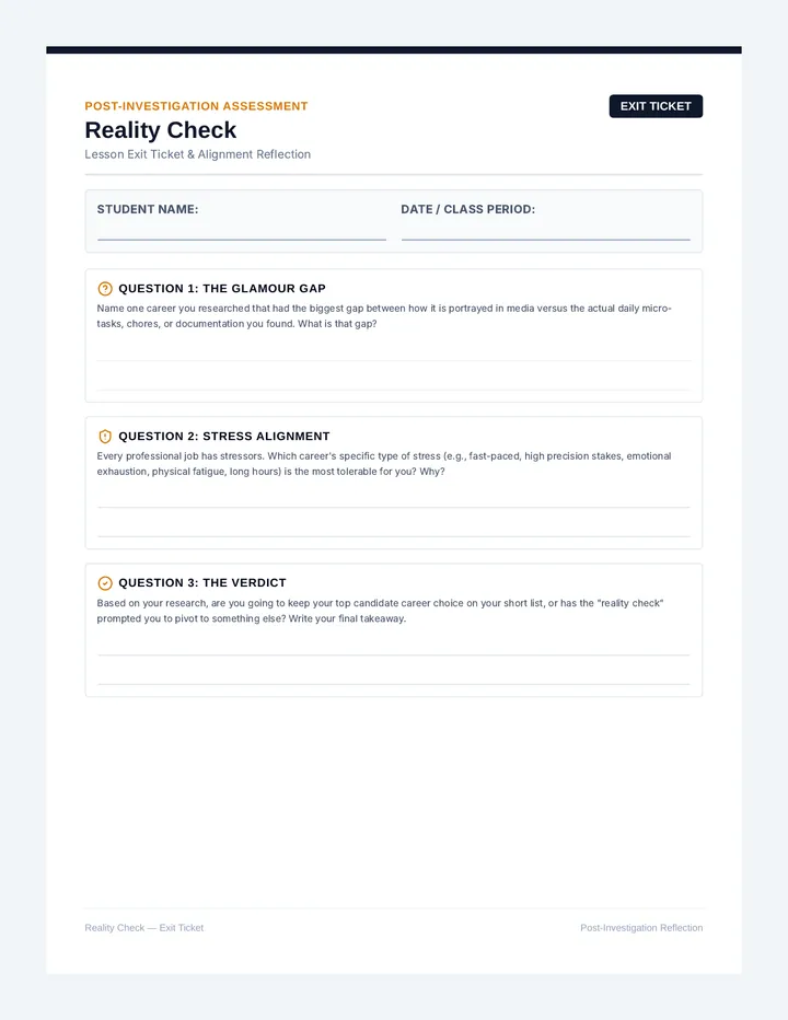 Reality Check Exit Ticket