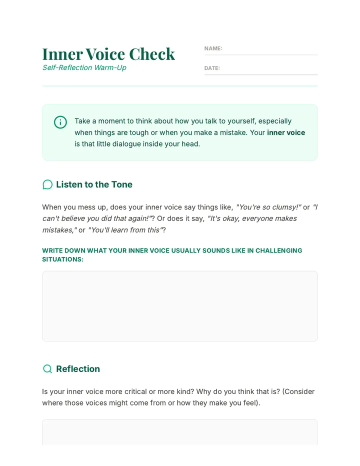 Inner Voice Check Worksheet