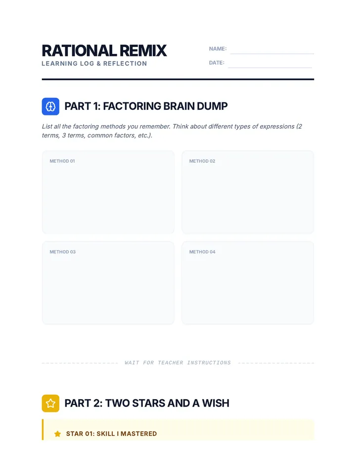 Rational Remix Reflection Sheet