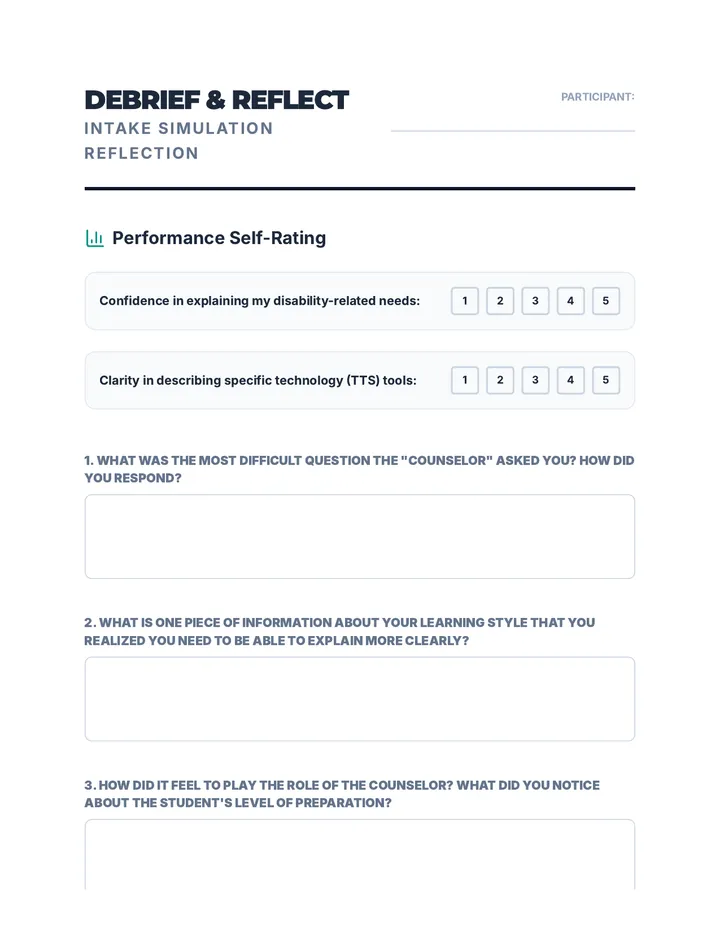 Simulation Reflection Sheet