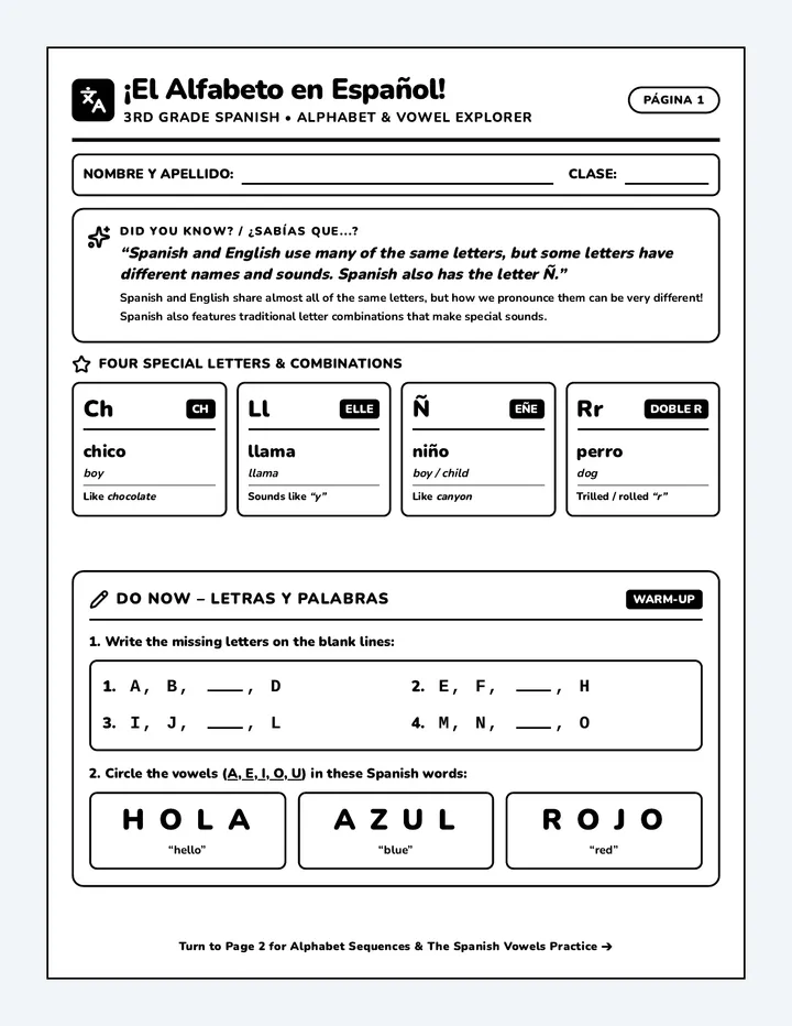 Spanish Alphabet Packet