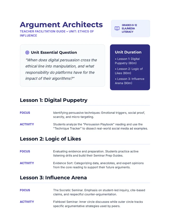 Argument Architects Lesson Plan