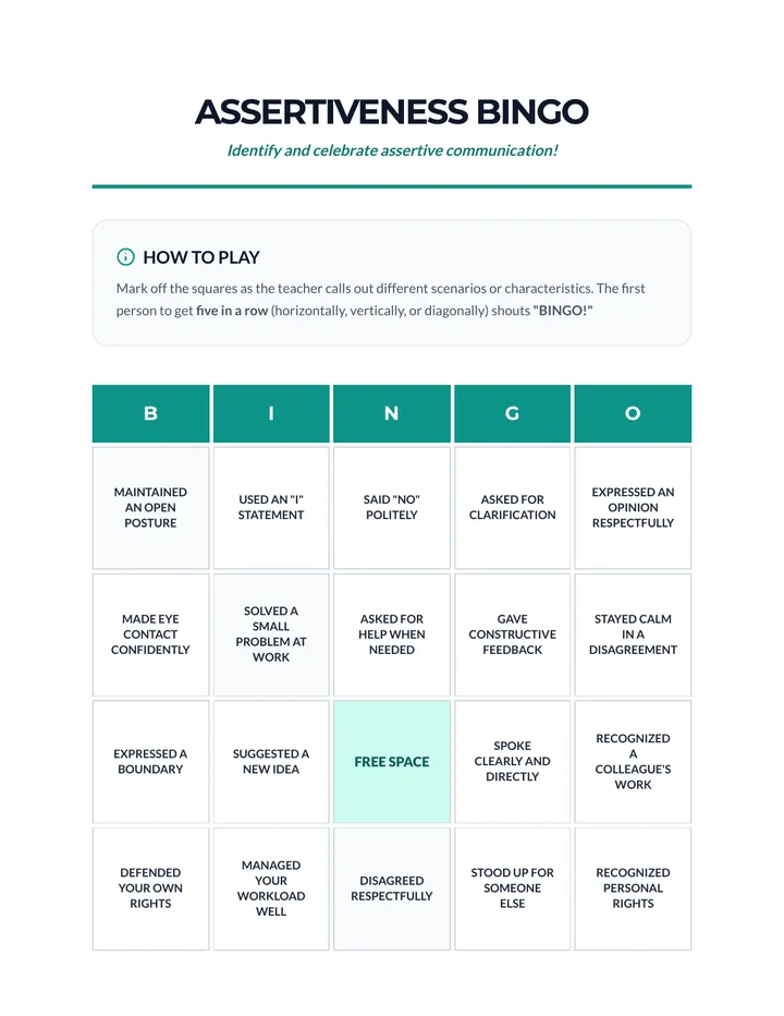 Assertiveness Game Speak Up & Shine • Lesson • Lenny.com