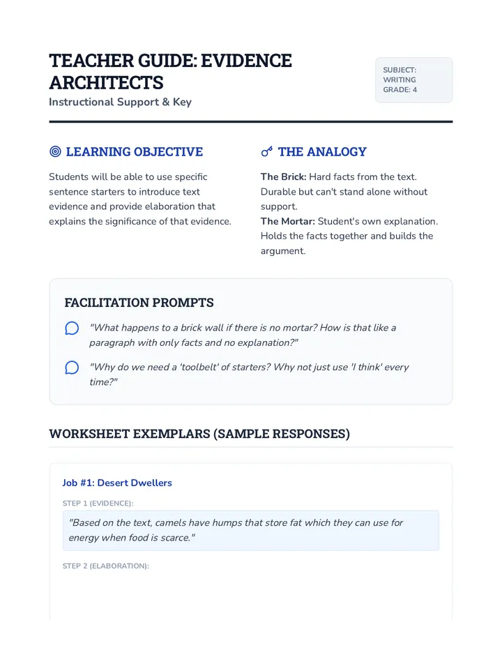 Evidence Architects Teacher Guide
