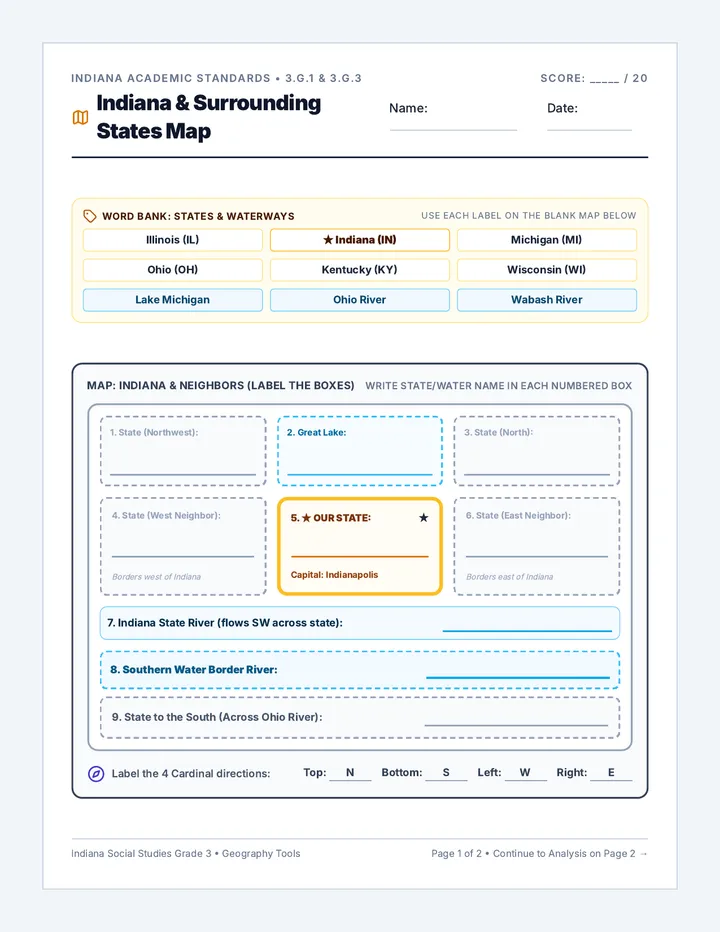 Indiana Neighbors Map Worksheet