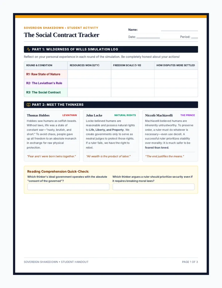 Social Contract Tracker Worksheet