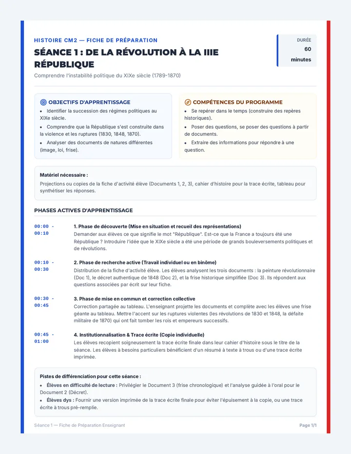 Préparation Séance 1 Fiche