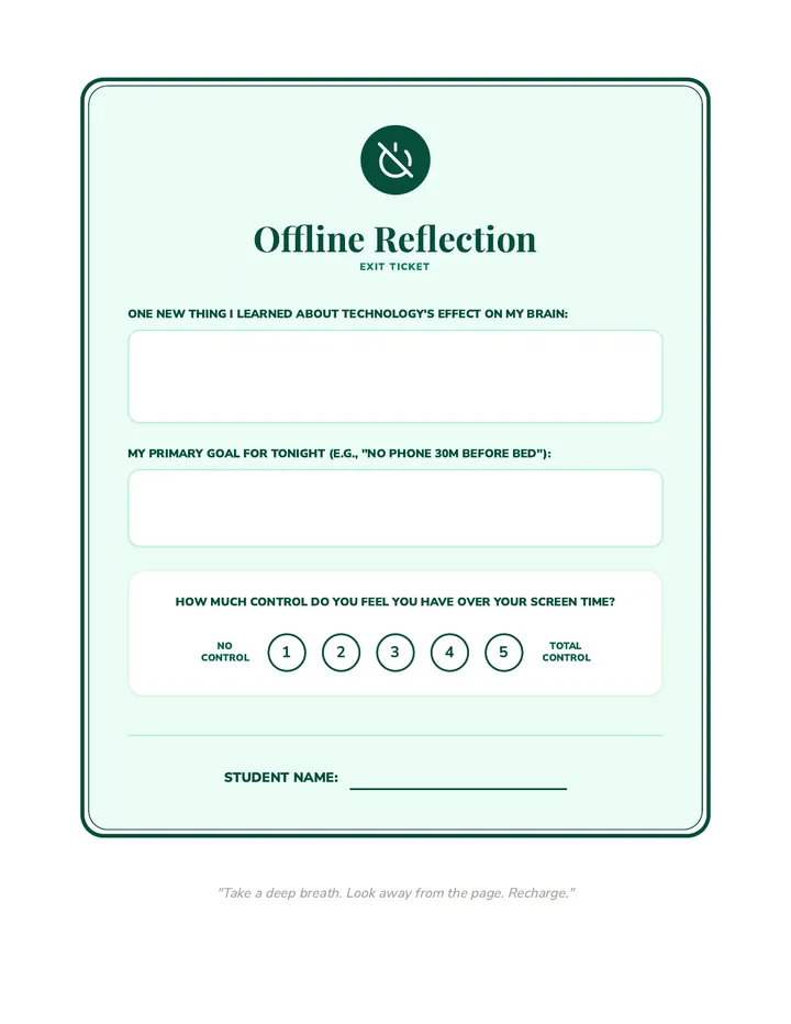 Offline Reflection Exit Ticket