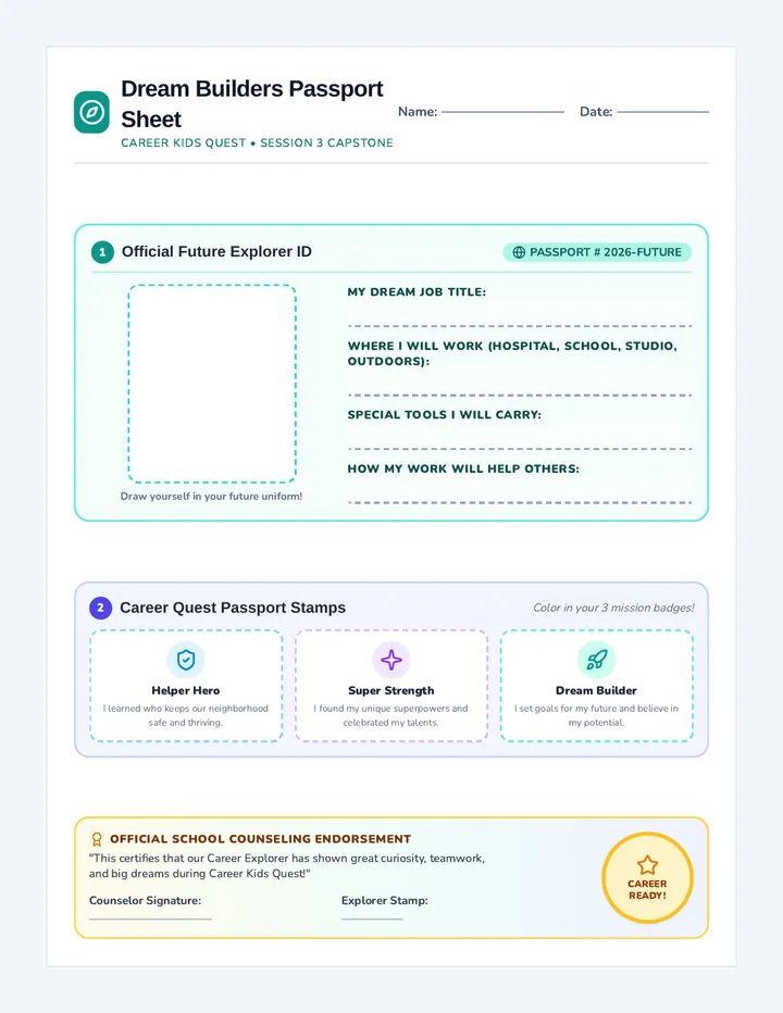 Dream Builders Passport Sheet