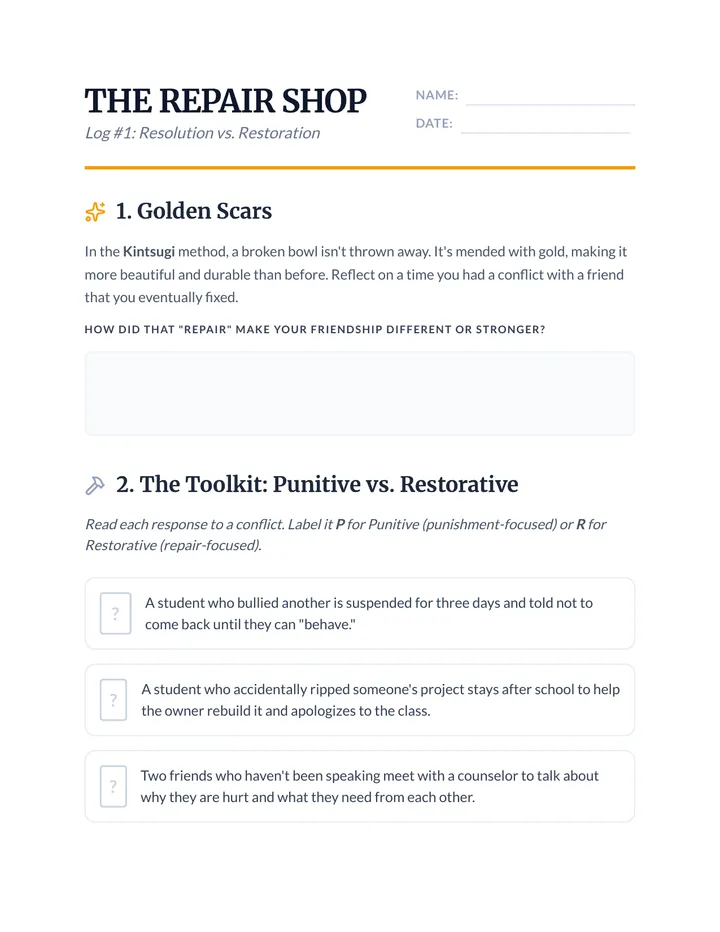 The Repair Shop Worksheet