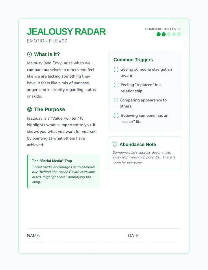 Jealousy Radar Worksheet