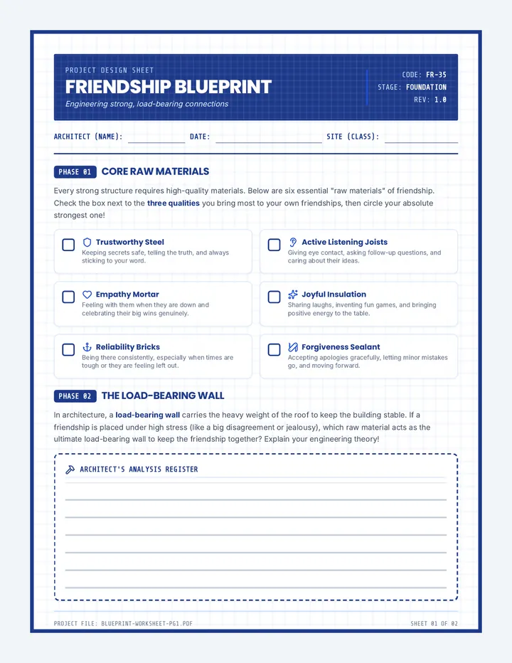 Friendship Blueprint Worksheet