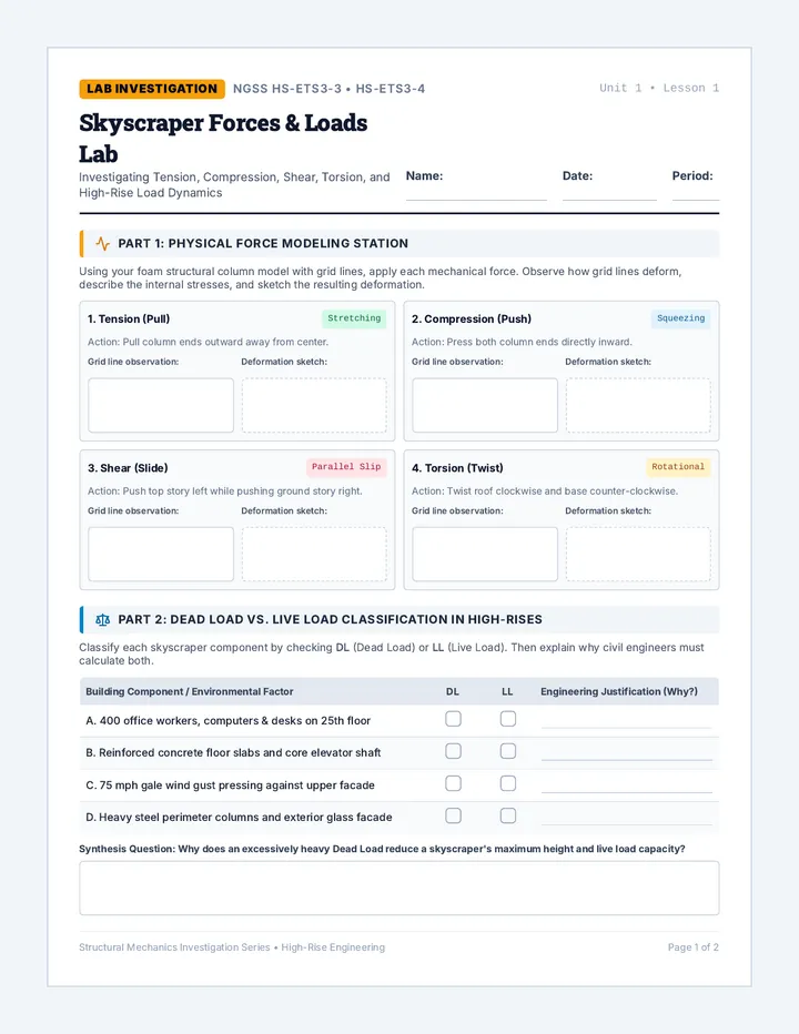 Force Mechanics Lab Worksheet