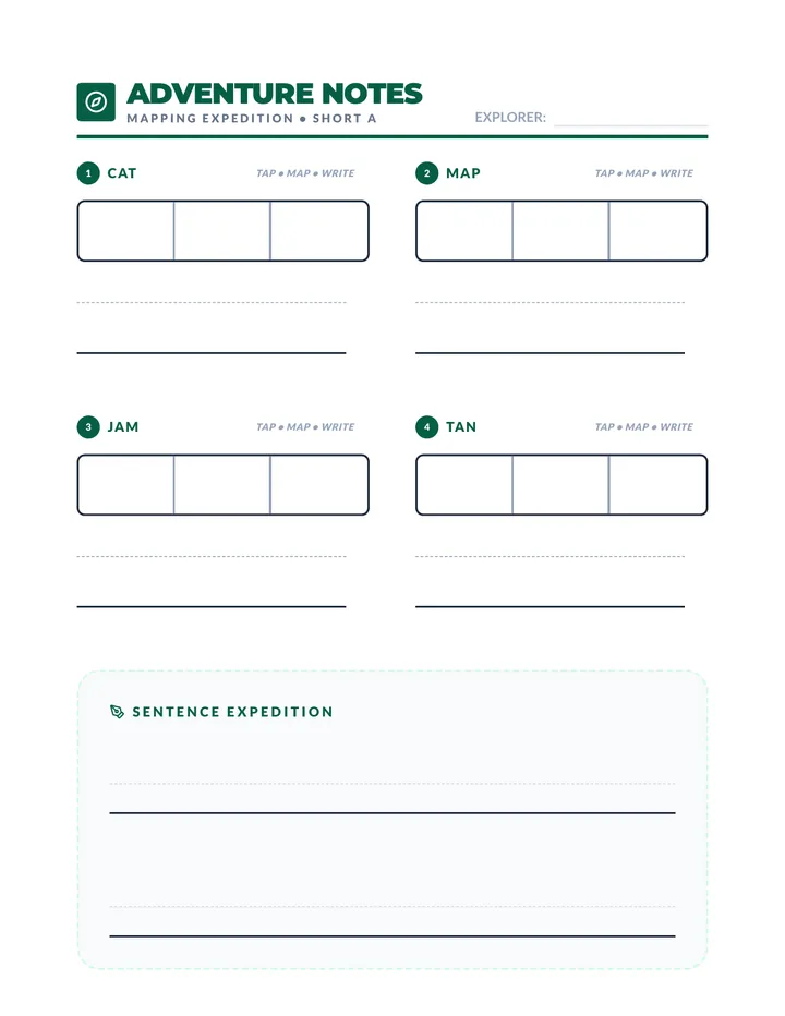 Short a Mapping Worksheet