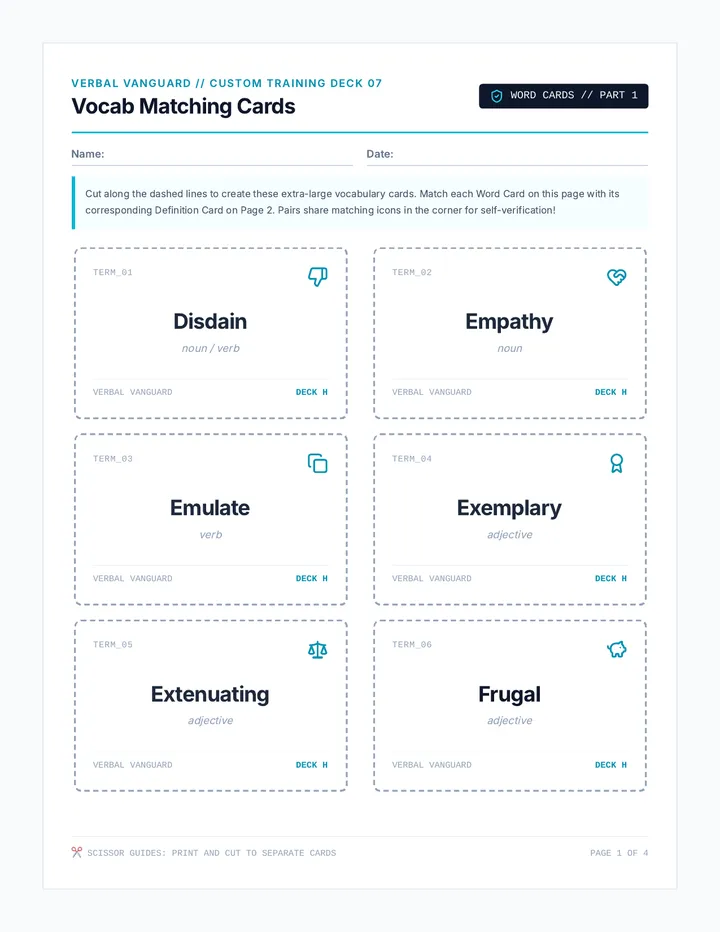 Vocab Matching Cards