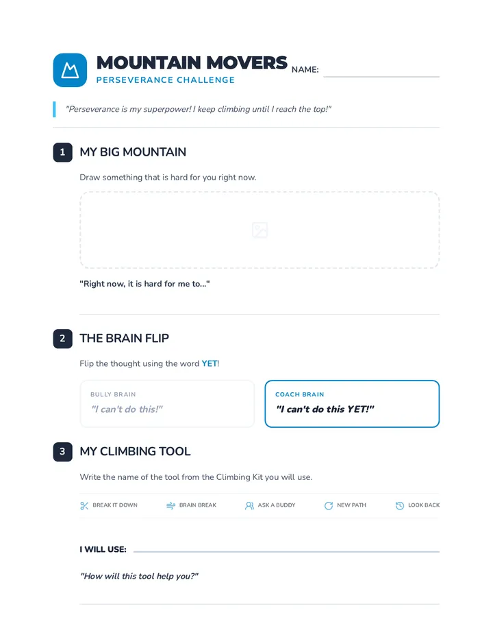 Mountain Movers Worksheet One Page