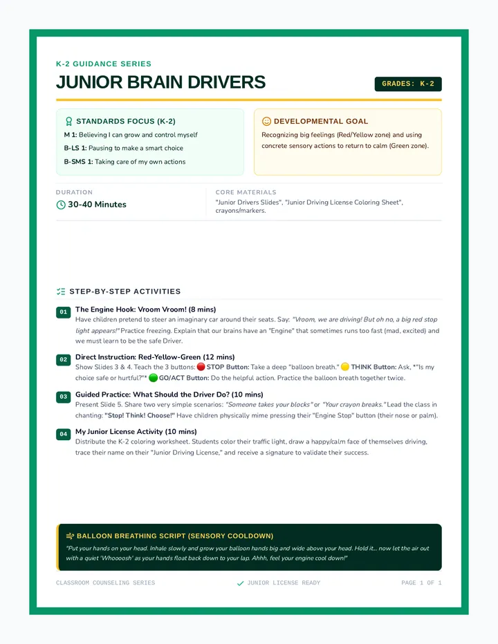 Junior Brain Drivers Teacher Guide