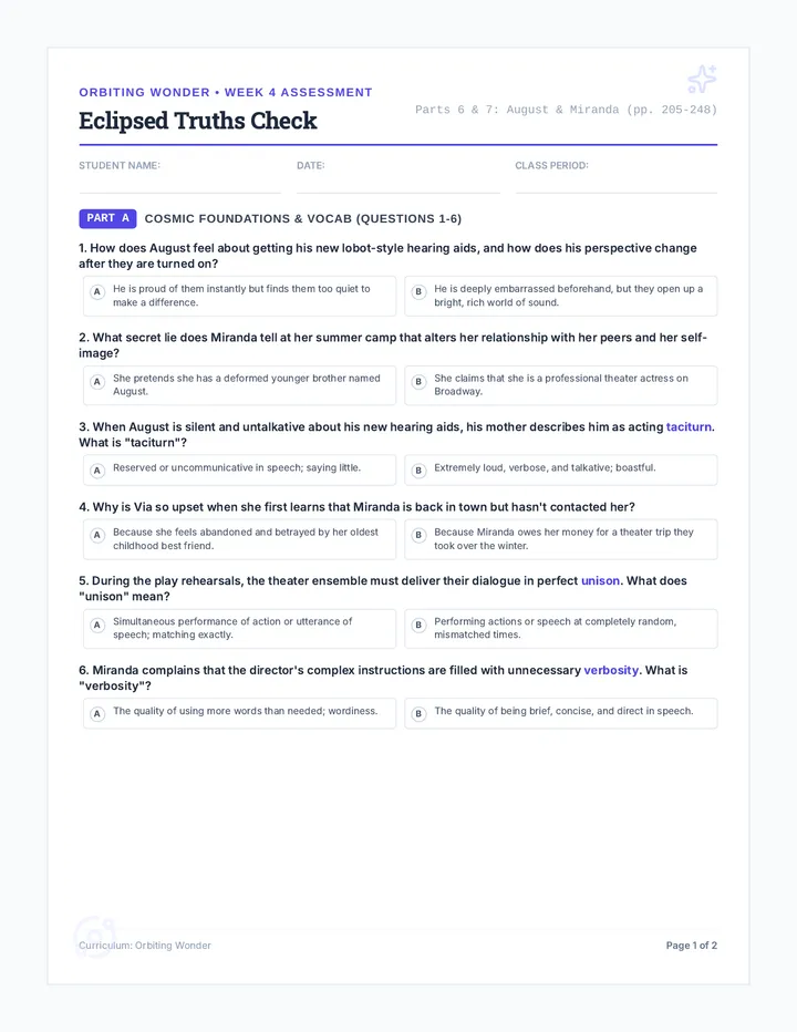 Eclipsed Truths Check Worksheet