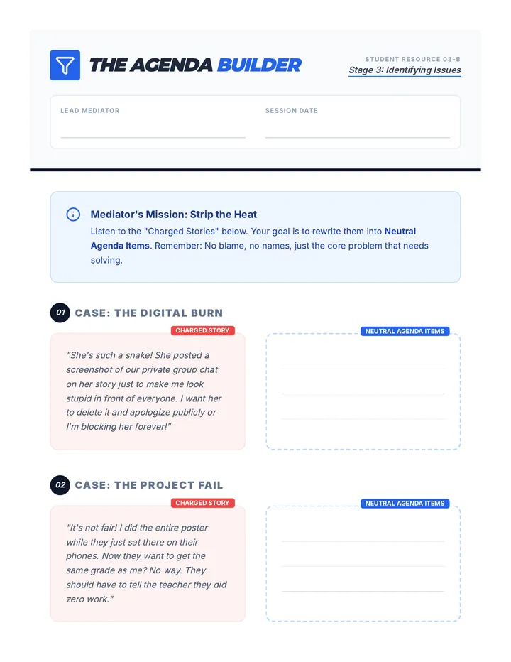 Agenda Builder Worksheet