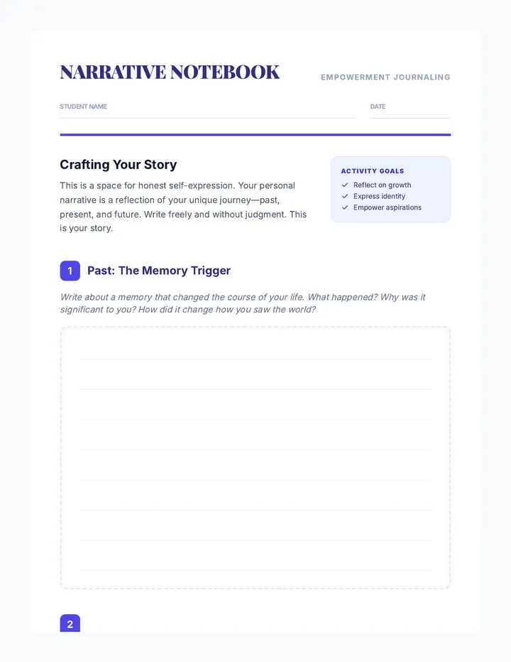 Interactive Journaling Activity Worksheet