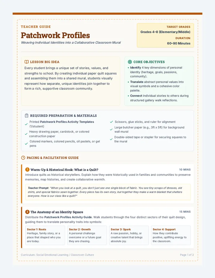 Patchwork Profiles Lesson Plan