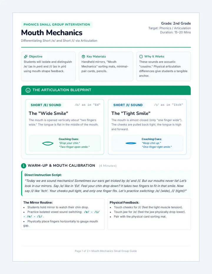 Mouth Mechanics Teacher Guide