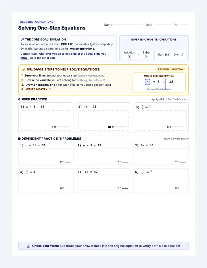 Equation Inequality Notes Handout