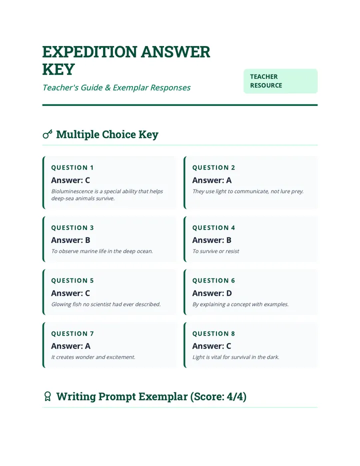 Expedition Answer Key