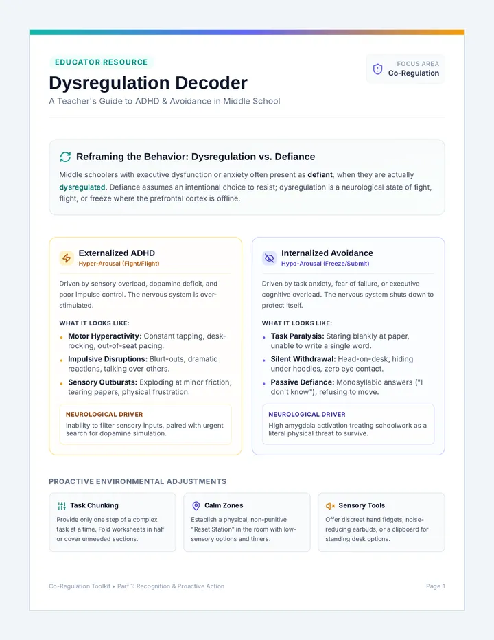 Dysregulation Decoder Teacher Guide