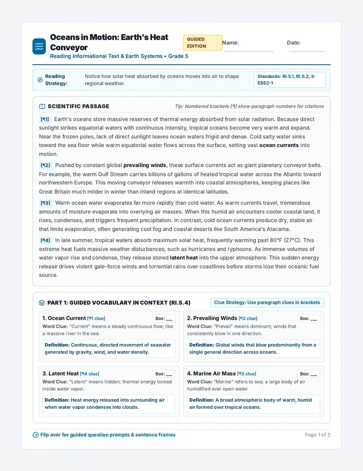 Ocean Currents Guided Worksheet