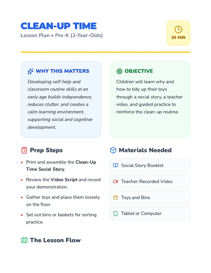 Clean-Up Time Lesson Plan Document
