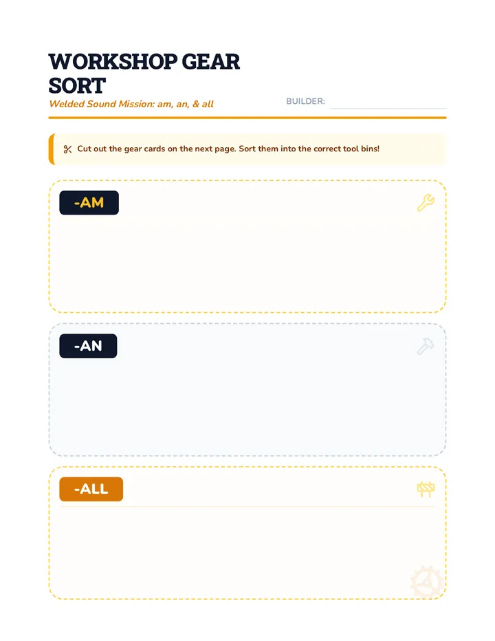 Workshop Gear Sort Activity