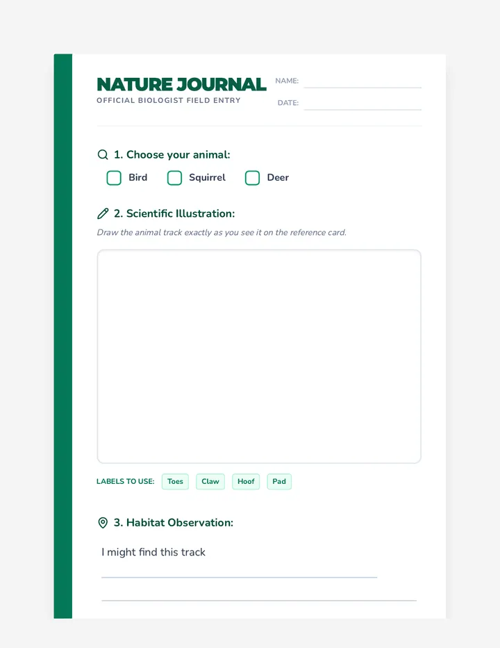 Field Journal Worksheet