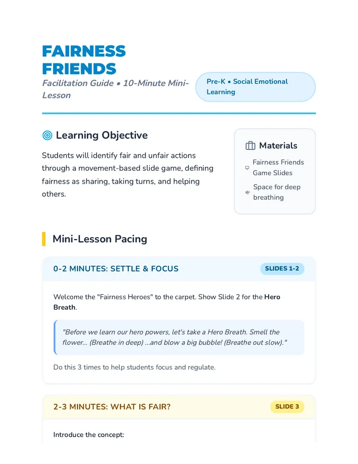 Fairness Friends Facilitation Guide
