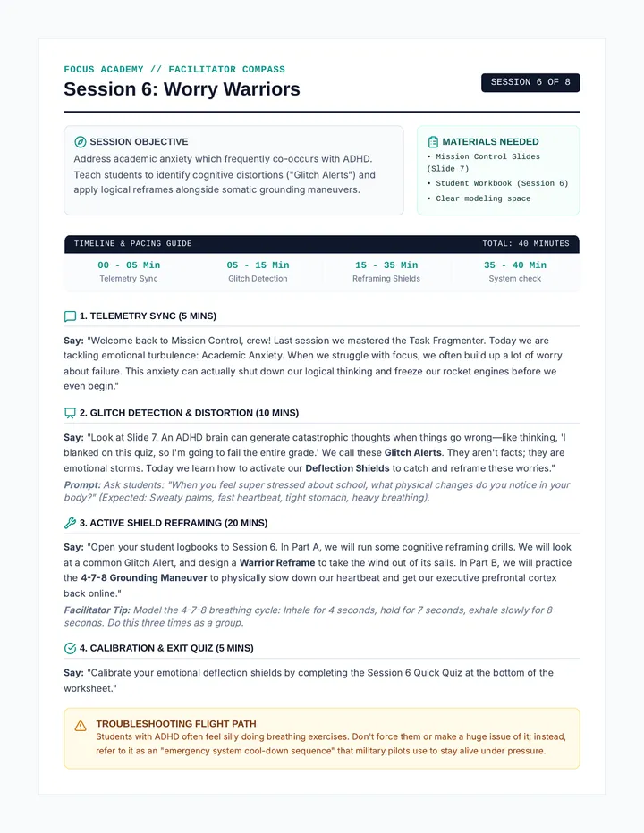 Worry Warriors Facilitator Guide