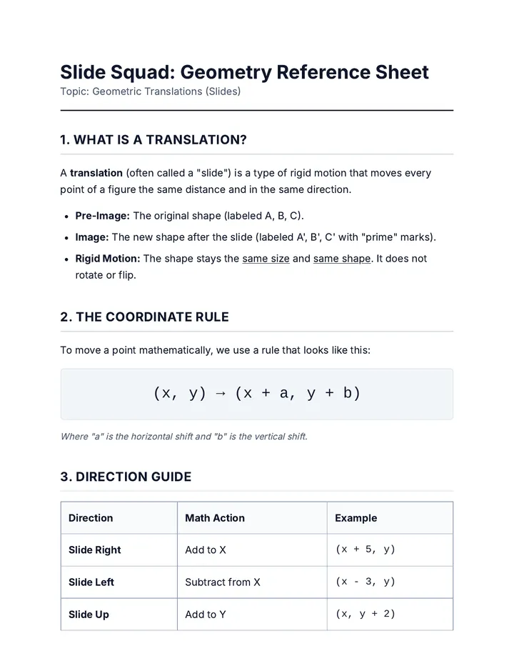 Slide Squad Reference Sheet