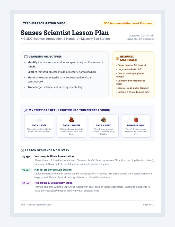 Senses Scientist Teacher Guide