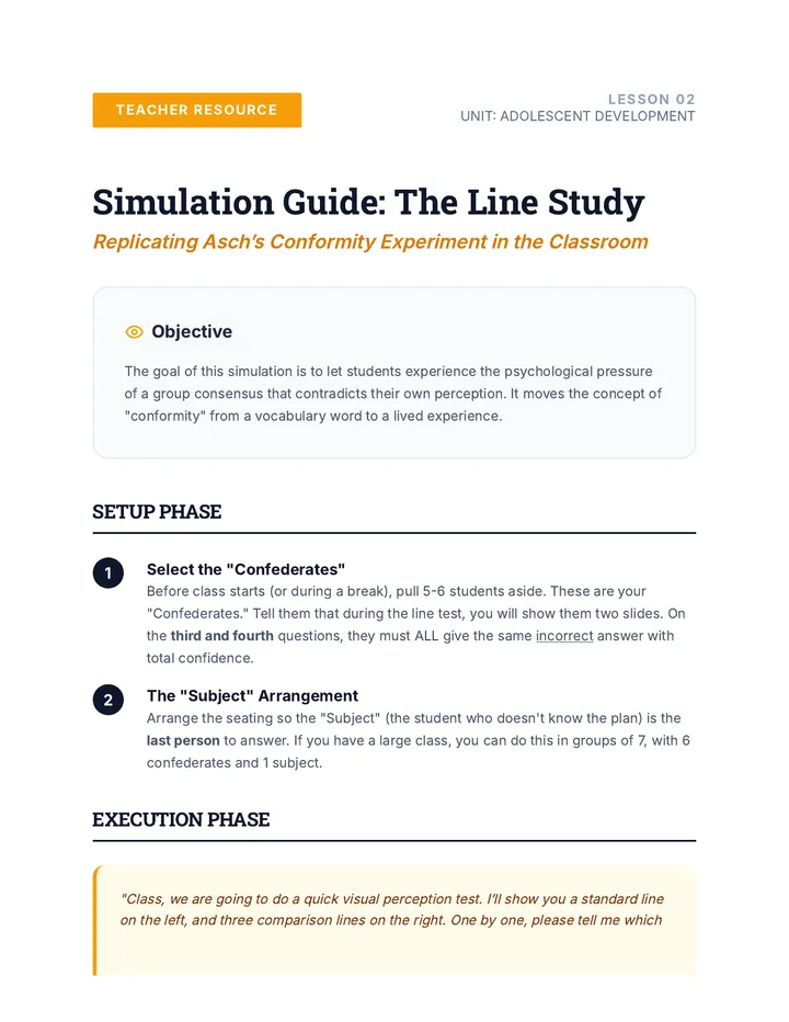 Asch Study Simulation Guide